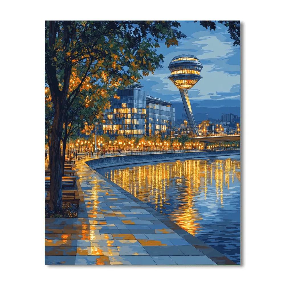 Riverfront Skyline Bratislava Slovakia paint by color