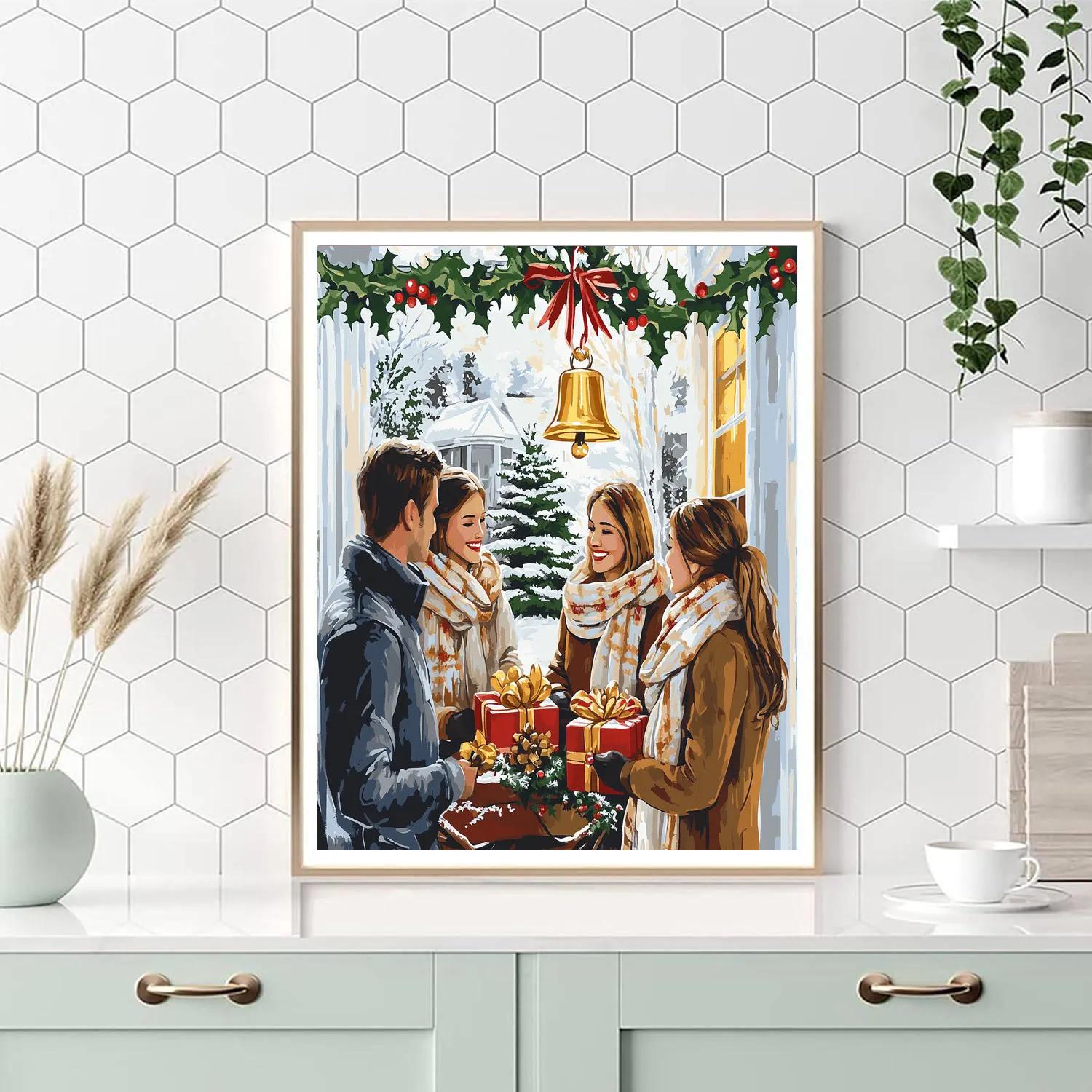 Sleigh Bell Porch Embrace Number painting