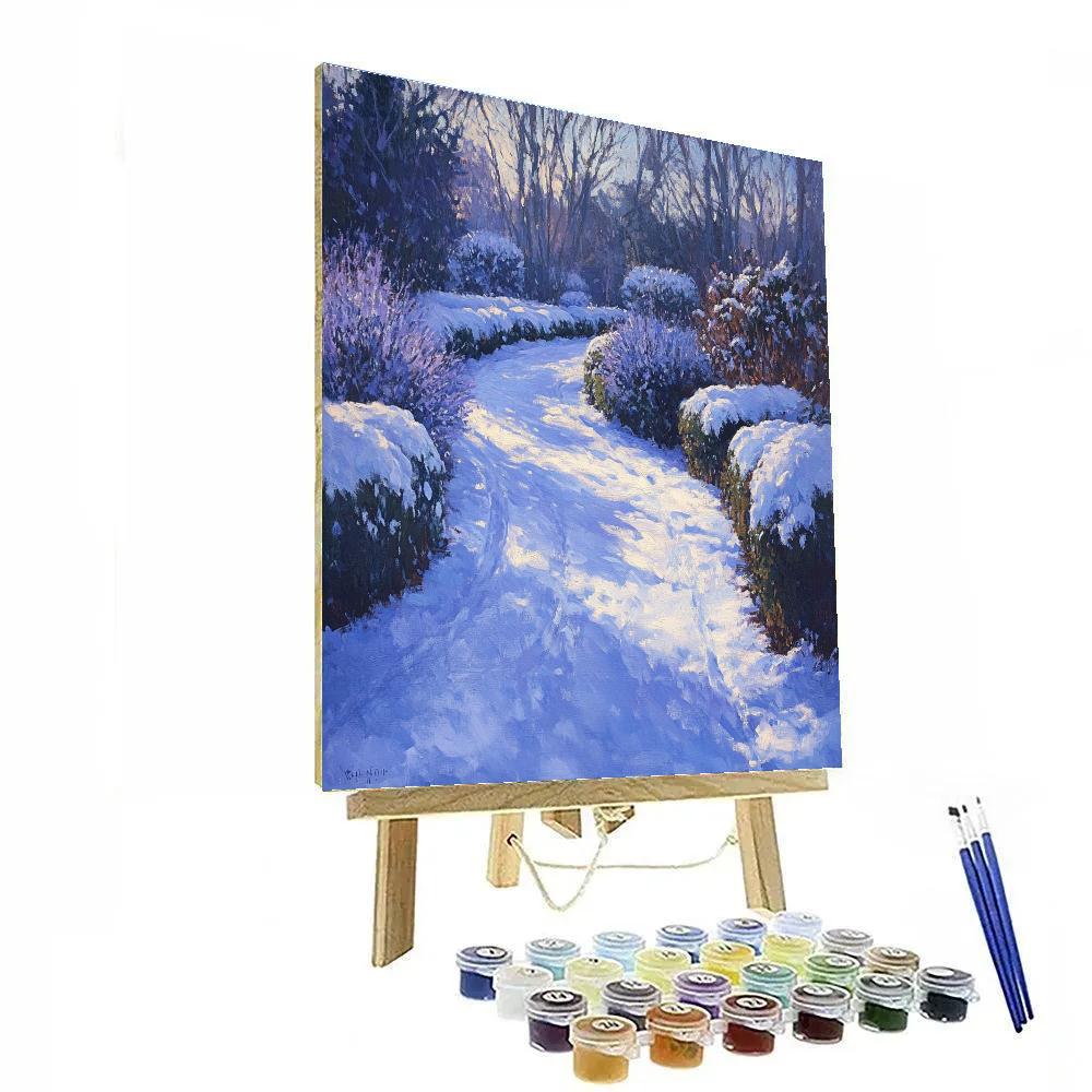 Claude Monet Inspired Blue Shadows On Snowy Garden Path Paint by numbers kits