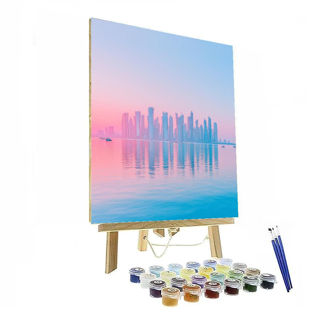 Sunrise Over Doha West Bay Skyline Doha Qatar paint by numbers