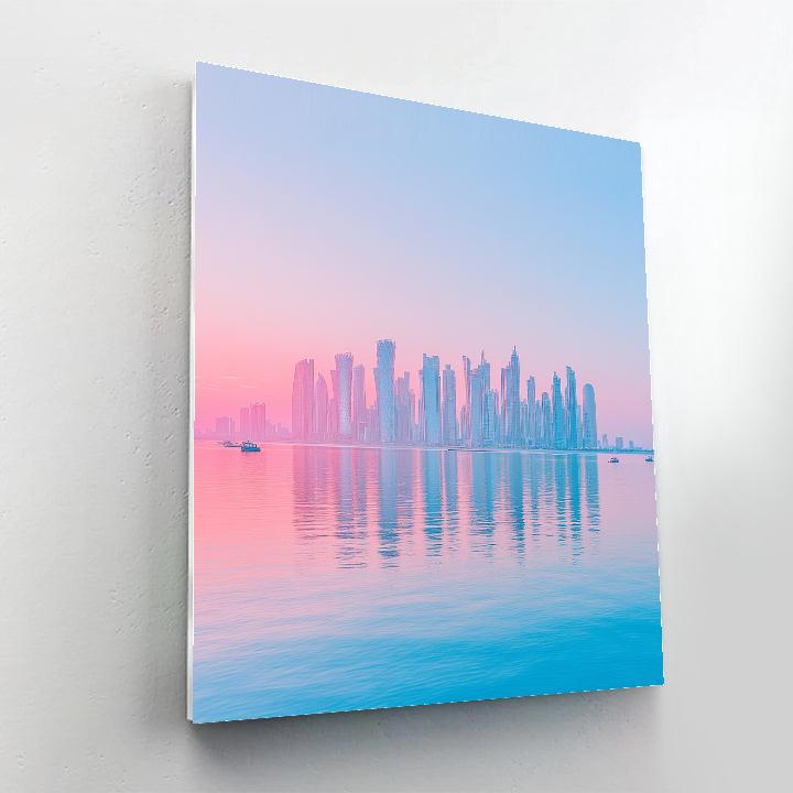 Sunrise Over Doha West Bay Skyline Doha Qatar paint by numbers