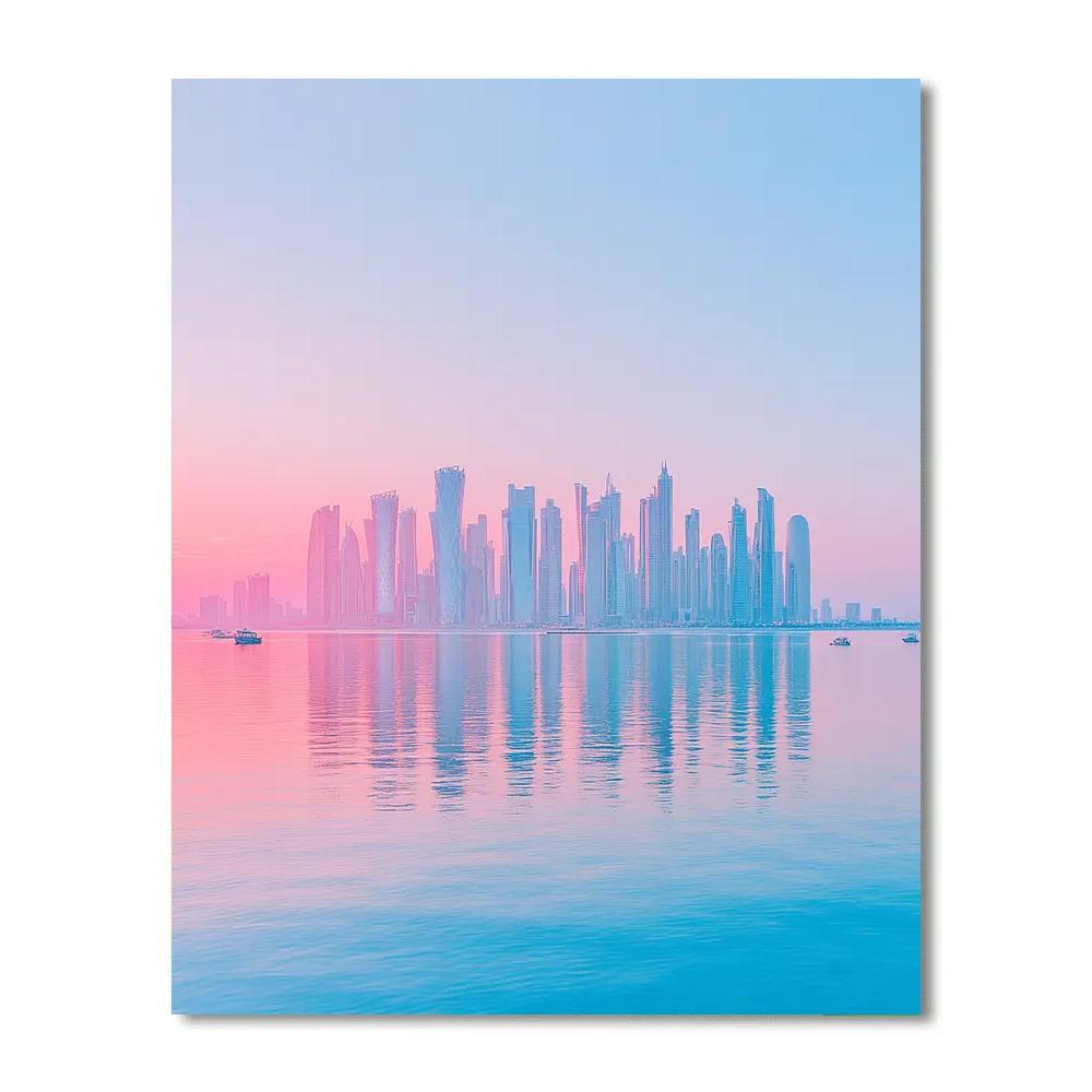 Sunrise Over Doha West Bay Skyline Doha Qatar paint by numbers