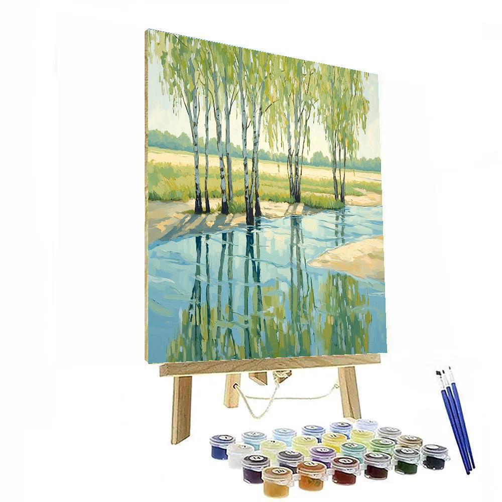 Claude Monet Inspired Willow Reflections On Spring Floodplain Paint by numbers art