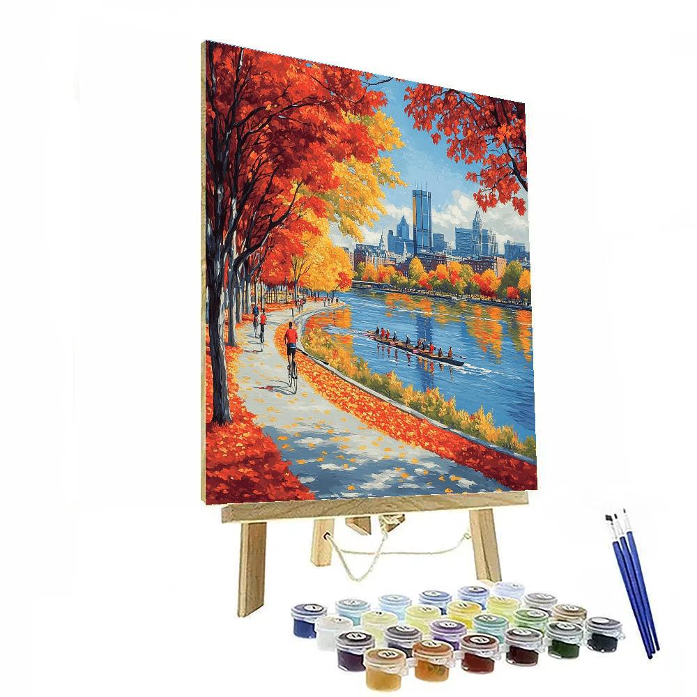 Autumn Along The Charles River Esplanade Boston United States Numbered painting kits