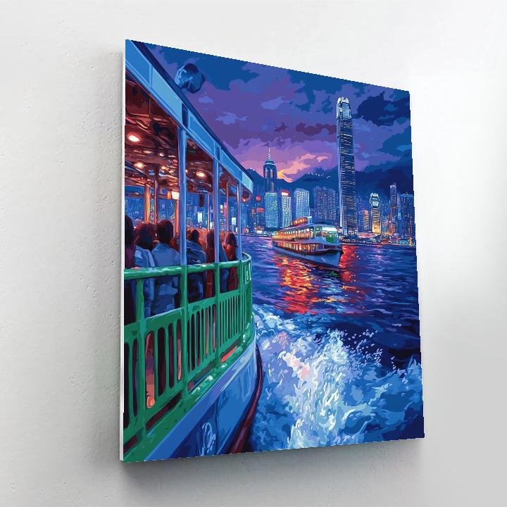 Evening Skyline From Victoria Harbour Ferry Hong Kong China Number painting