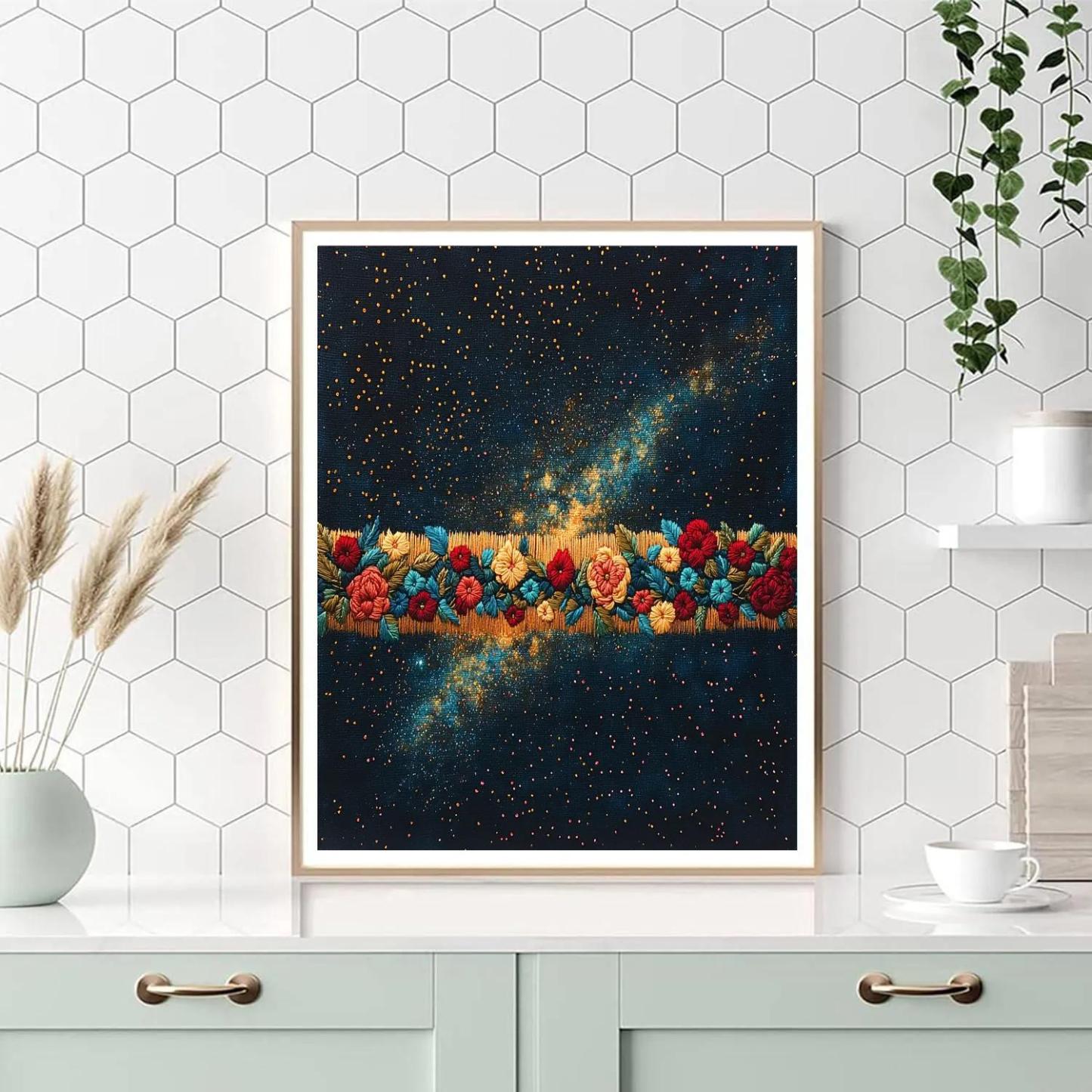 Frida Kahlo Inspired Milky Way Threaded Tapestry Flora paint by number