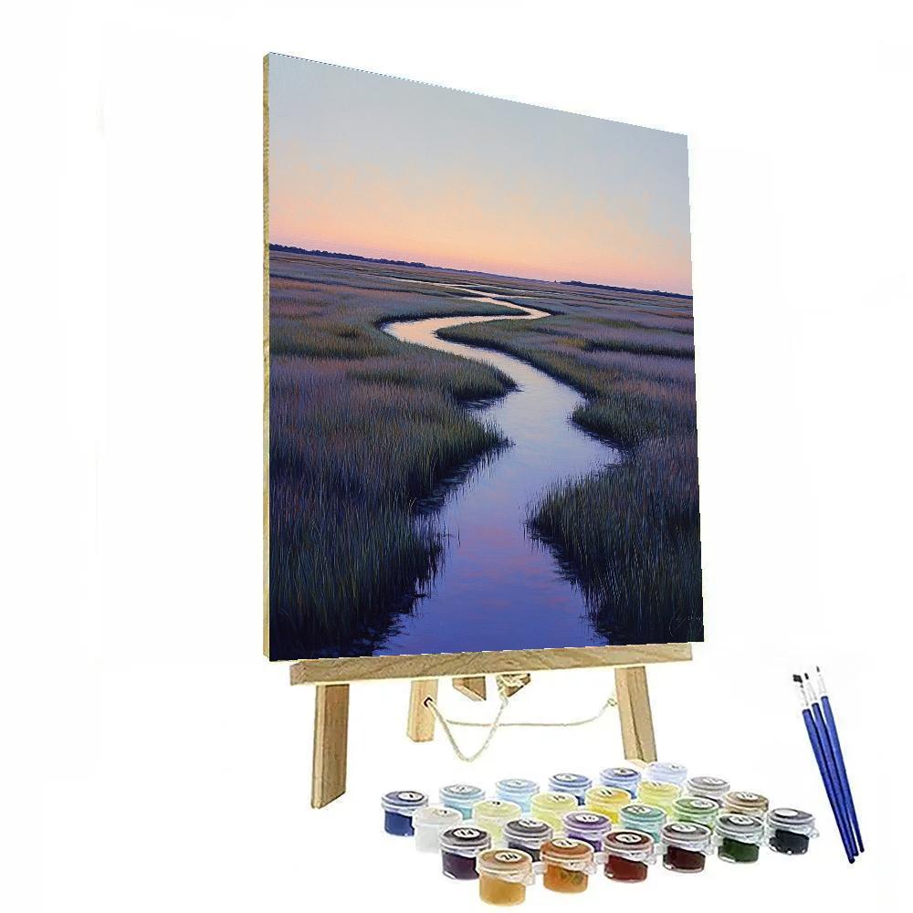 Claude Monet Inspired Dusk Over Lavender Tinted Marsh paint by numbers
