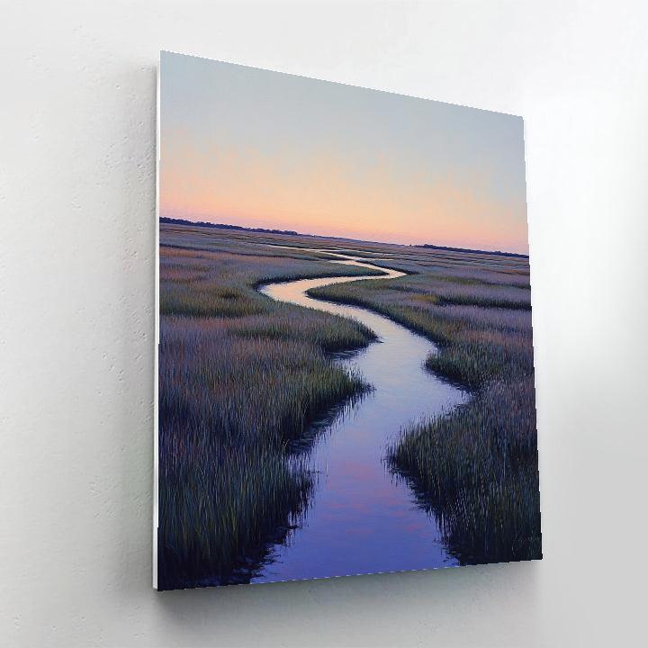 Claude Monet Inspired Dusk Over Lavender Tinted Marsh paint by numbers