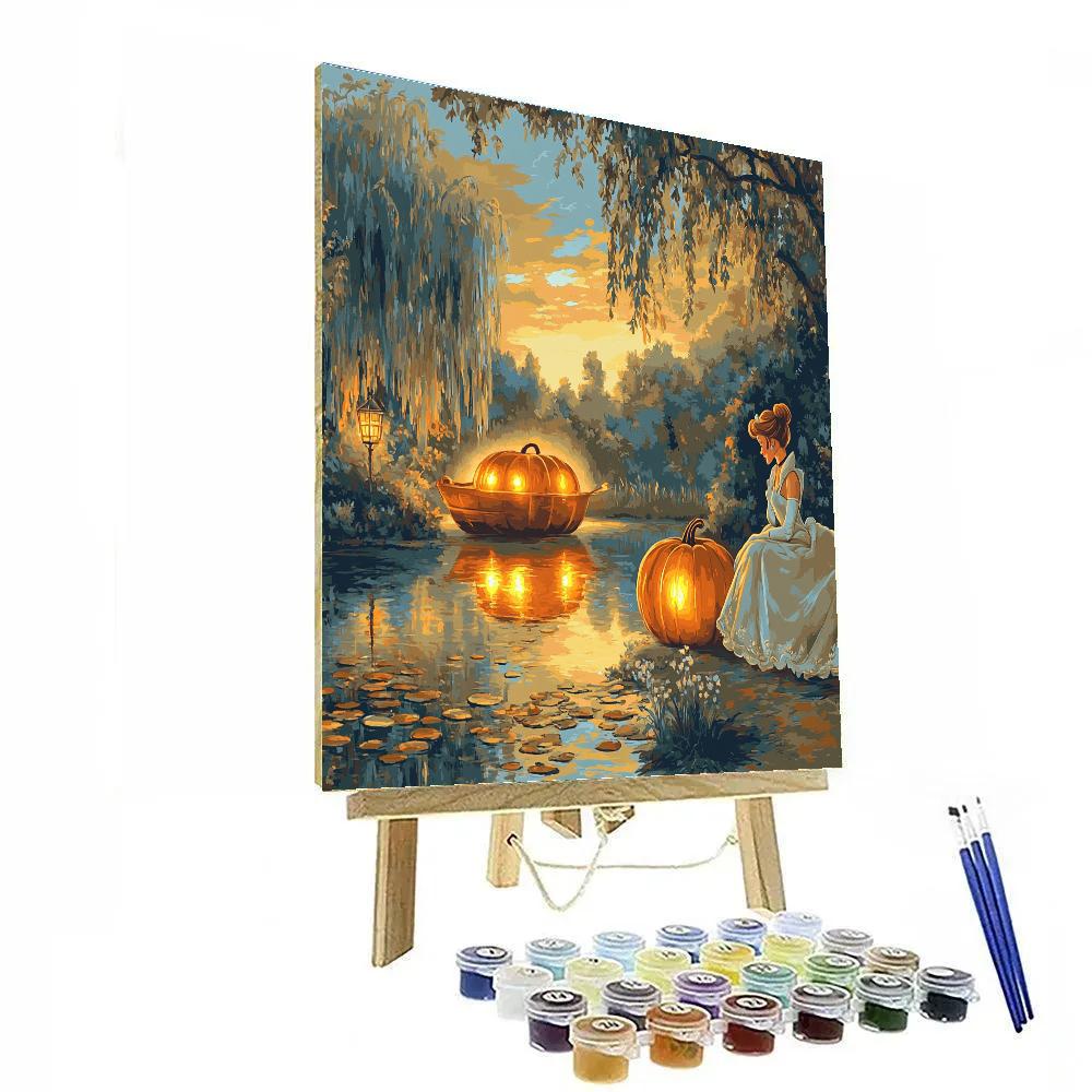 Cinderella Pumpkin Carriage Sunset Disney paint by numbers
