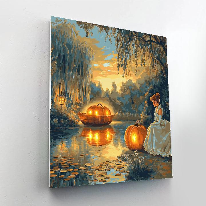 Cinderella Pumpkin Carriage Sunset Disney paint by numbers