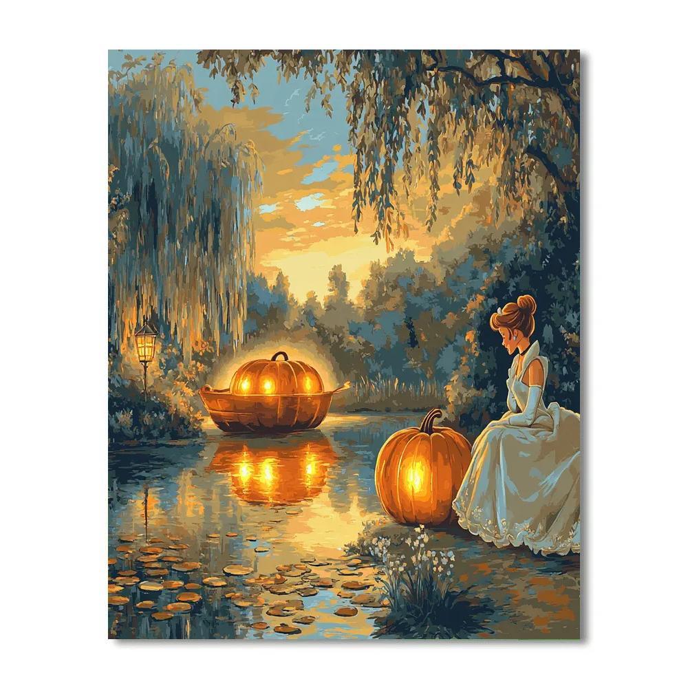 Cinderella Pumpkin Carriage Sunset Disney paint by numbers