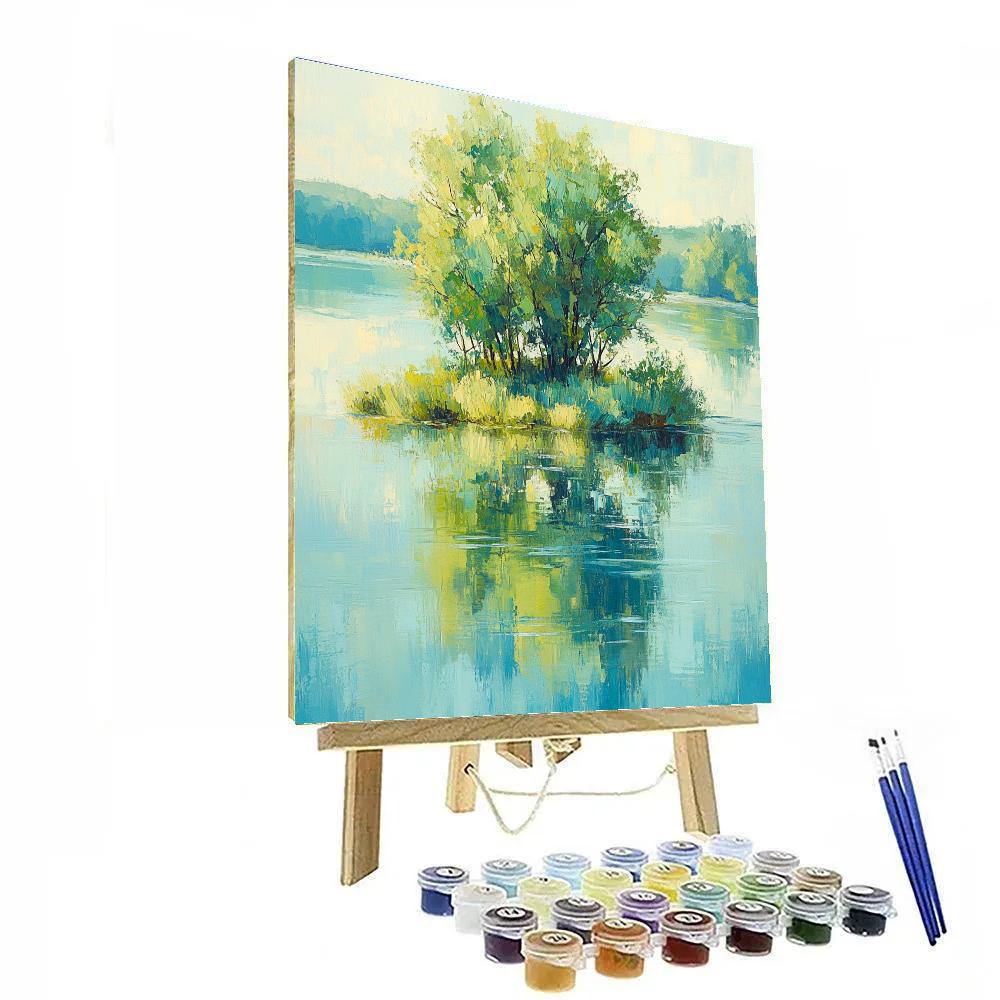 Claude Monet Inspired Morning Light On River Island painting number kit