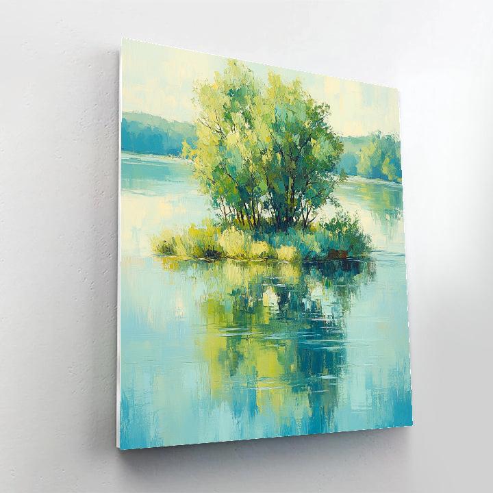 Claude Monet Inspired Morning Light On River Island painting number kit
