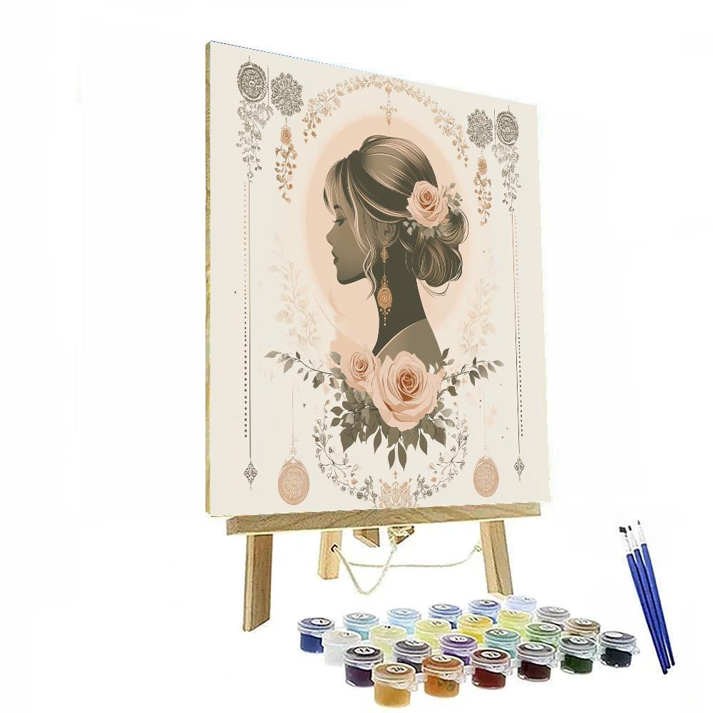 Alphonse Mucha Inspired Rose Jewelry Paint by numbers art