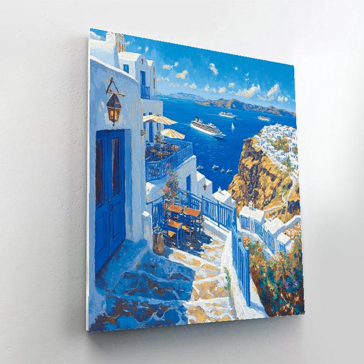 Santorini Caldera View From Fira Square Santorini Greece painting number kit