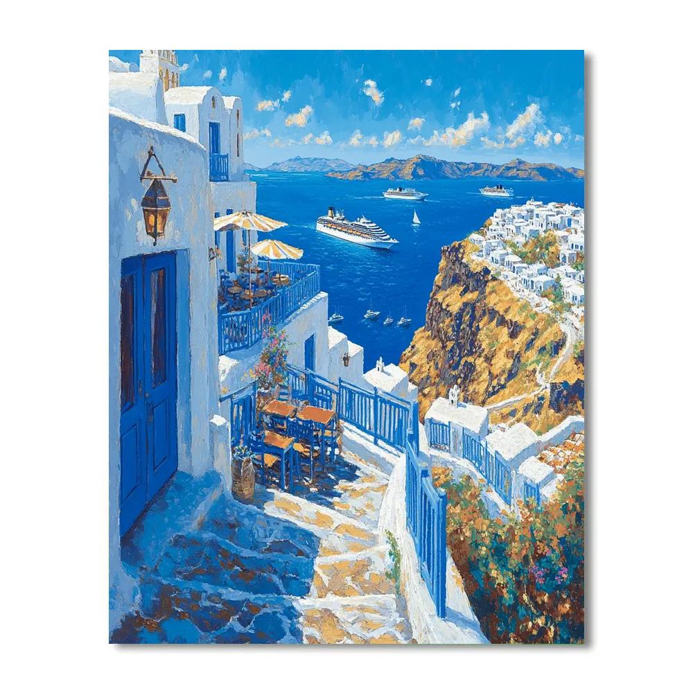 Santorini Caldera View From Fira Square Santorini Greece painting number kit