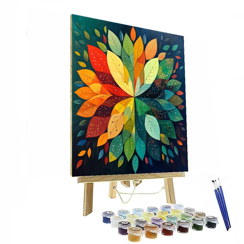 Frida Kahlo Inspired Equinox Balance Mandala Of Leaves Numbered painting kits