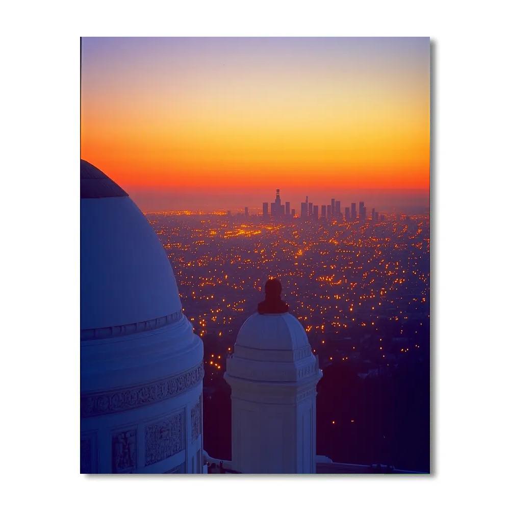 Downtown Skyline From Griffith Observatory Terrace Los Angeles United States paint by numbers