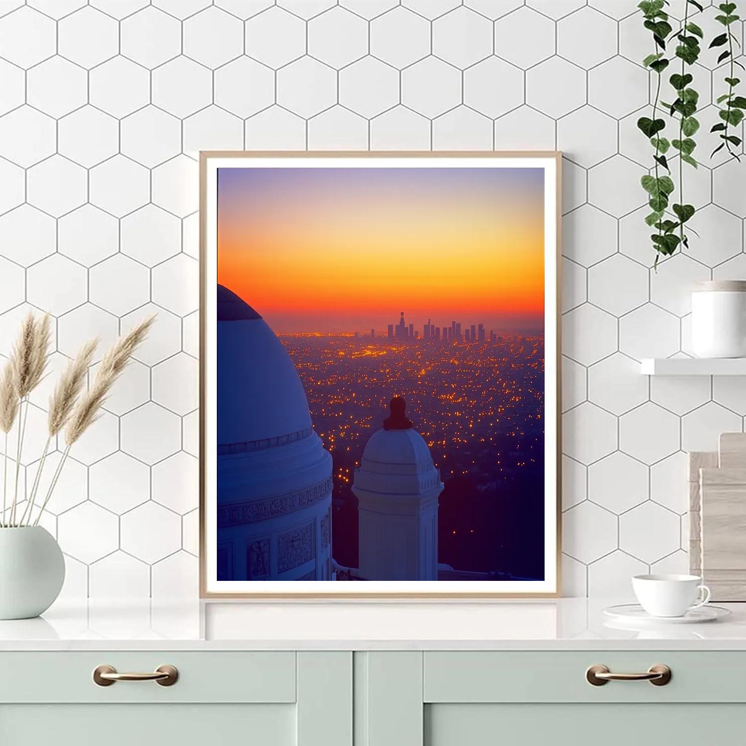 Downtown Skyline From Griffith Observatory Terrace Los Angeles United States paint by numbers