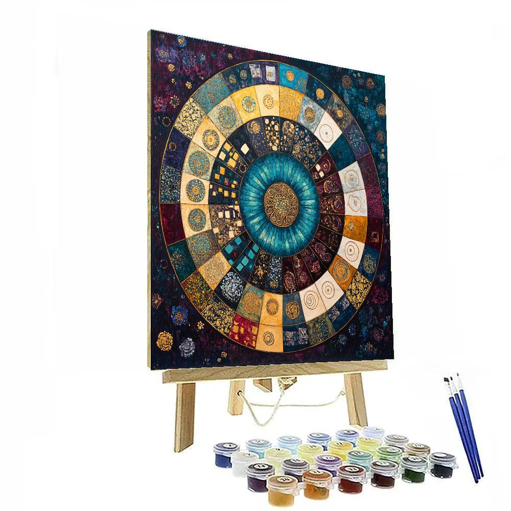 Gustav Klimt Inspired Celestial Garden Mandala paint by color