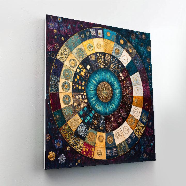 Gustav Klimt Inspired Celestial Garden Mandala paint by color