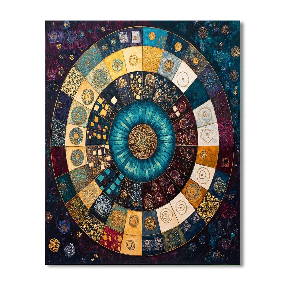 Gustav Klimt Inspired Celestial Garden Mandala paint by color