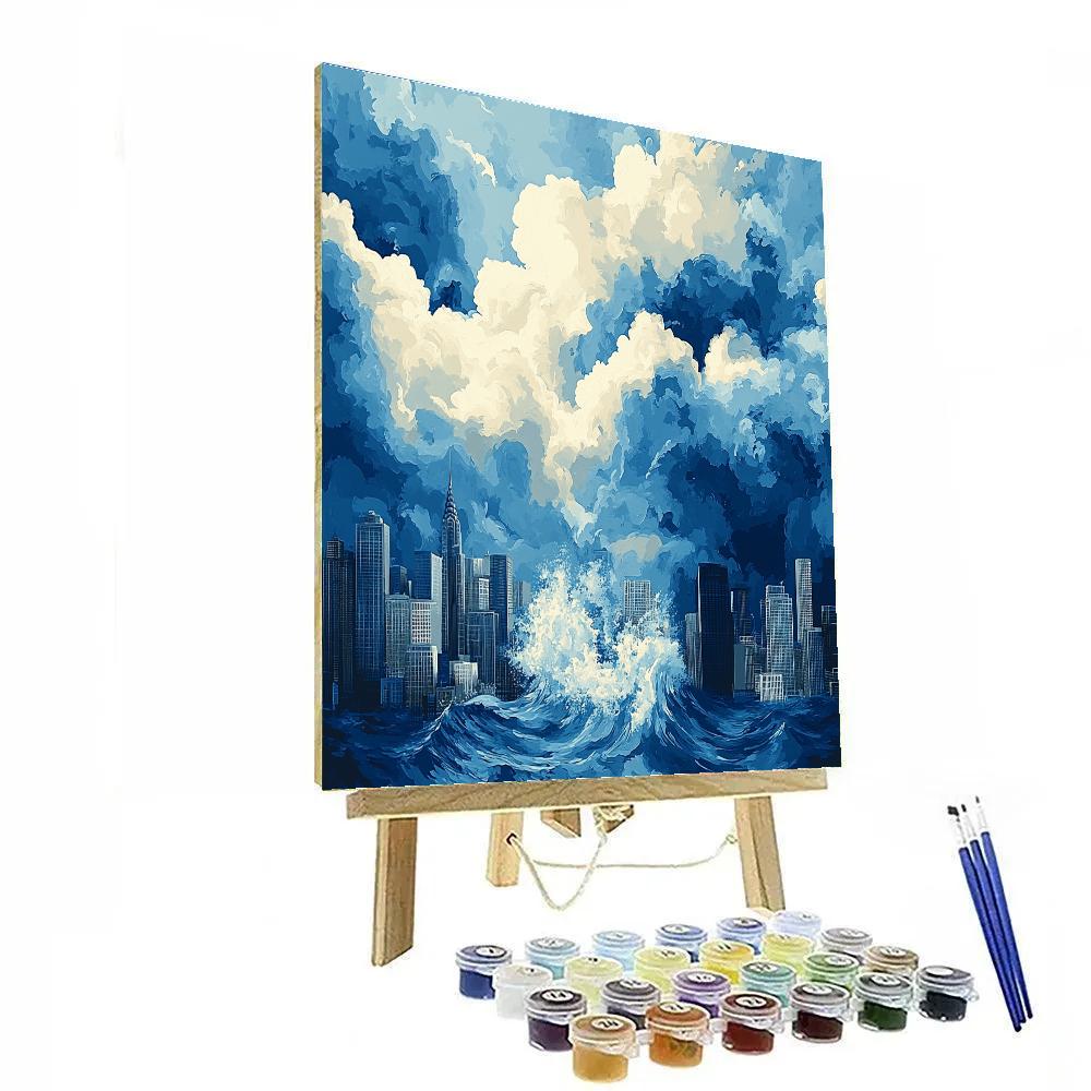 Hokusai Inspired Great Wave Of Clouds paint by number