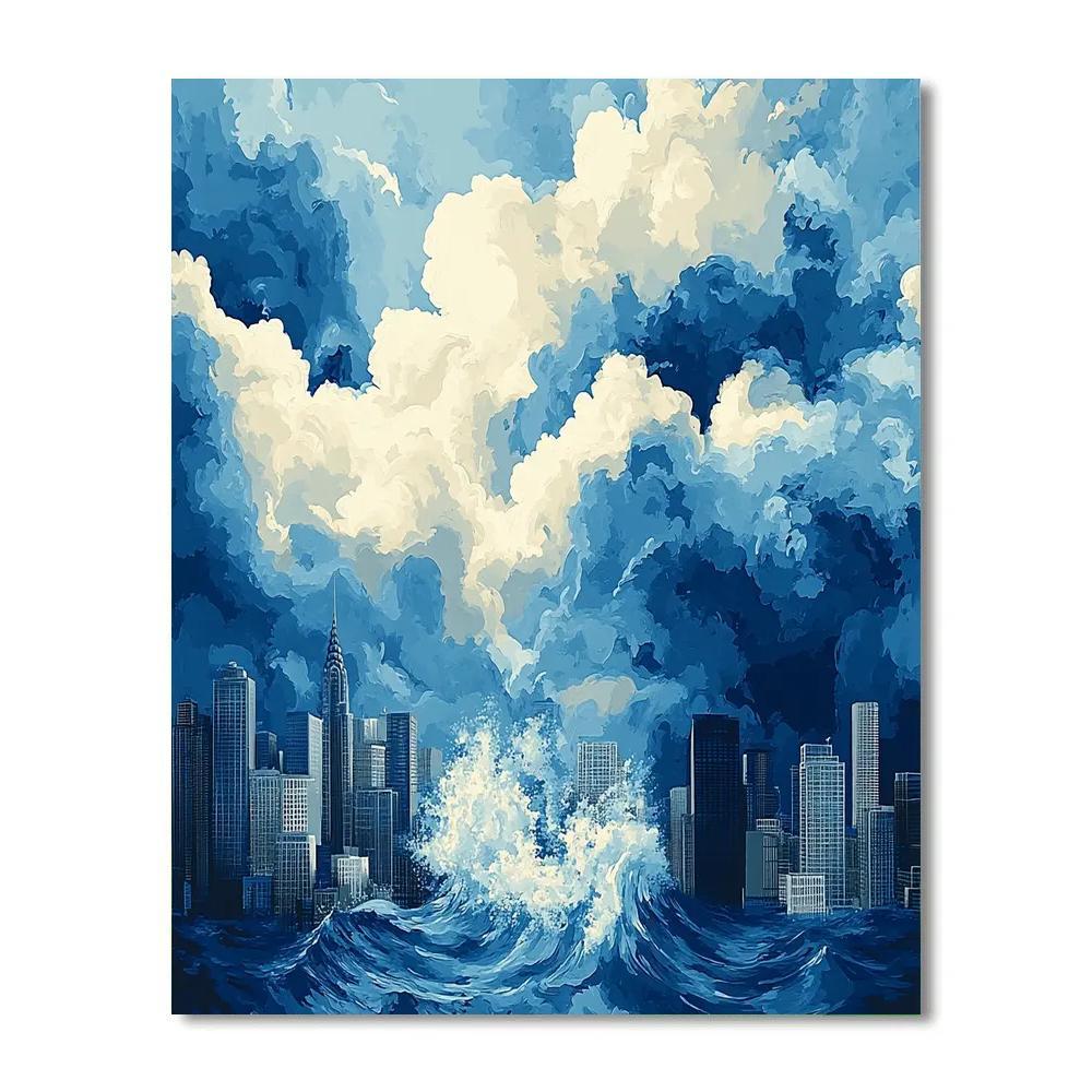 Hokusai Inspired Great Wave Of Clouds paint by number