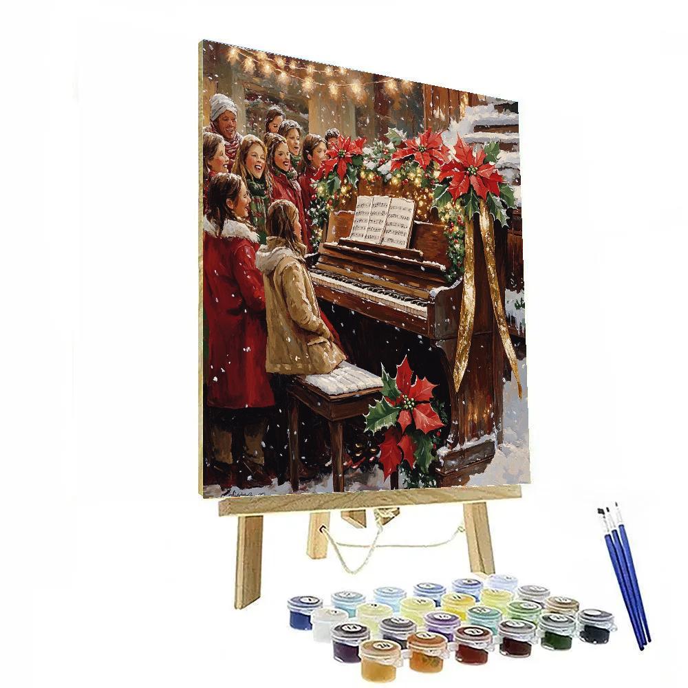 Poinsettia Piano Carol paint by color