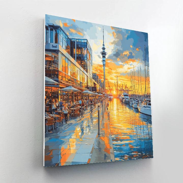 Harbourfront And Skytower From Wynyard Quarter Auckland New Zealand DIY paint by numbers