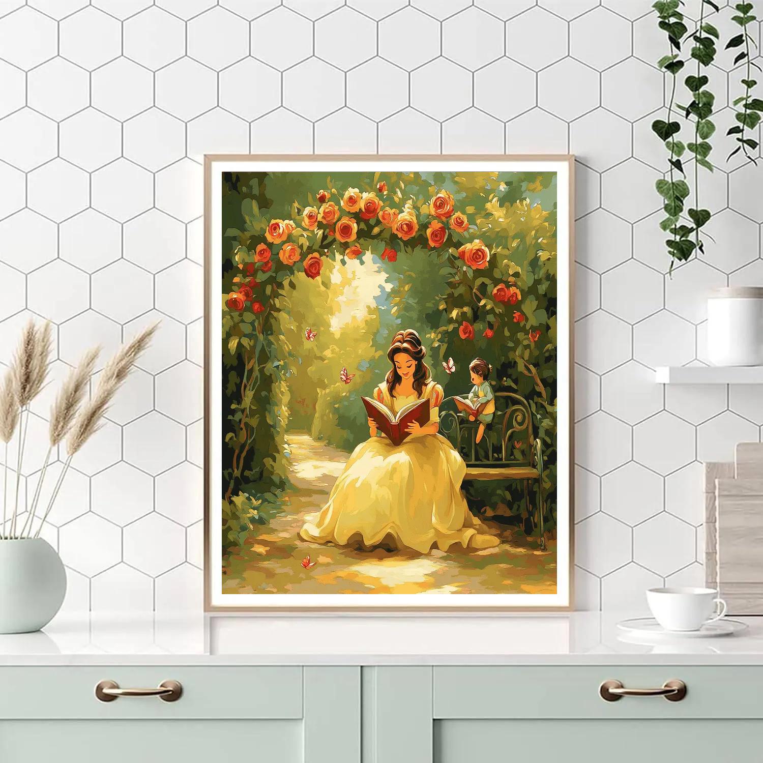 Belle Reading Rose Garden Disney Paint by numbers art