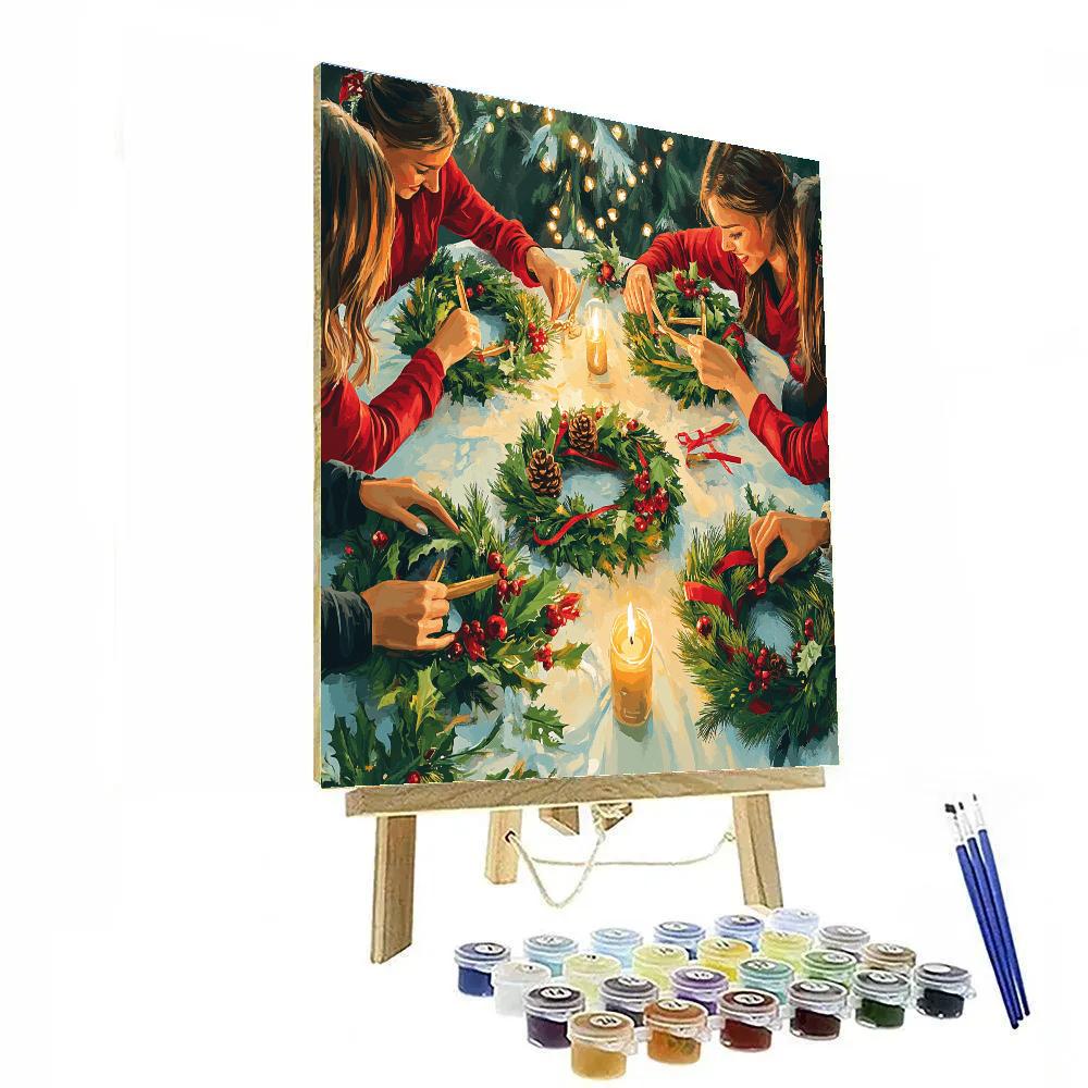 Wreath Making By Candlelight paint by number