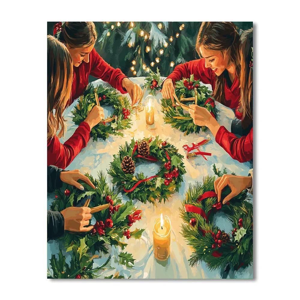Wreath Making By Candlelight paint by number