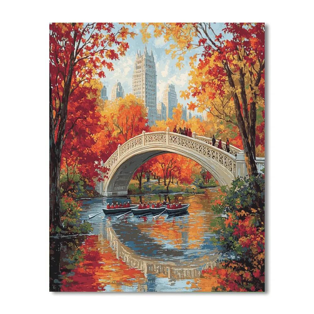 Central Park Bow Bridge Autumn Scene New York United States Paint by numbers kits