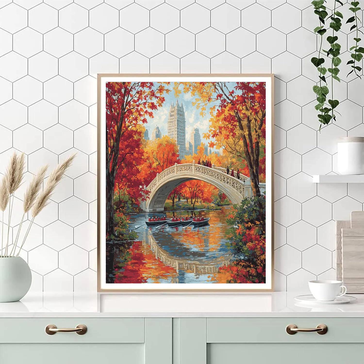 Central Park Bow Bridge Autumn Scene New York United States Paint by numbers kits