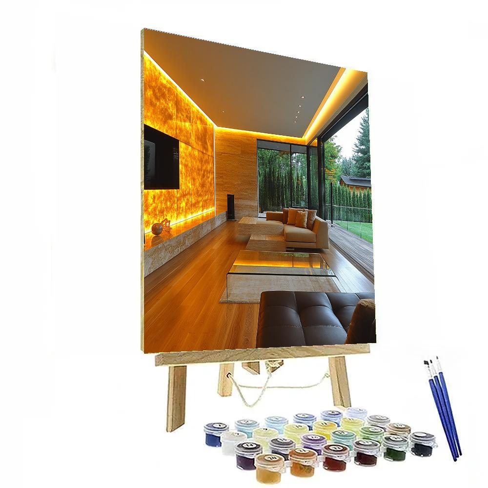 Frank Lloyd Wright Inspired Prairie House Interior DIY paint by numbers