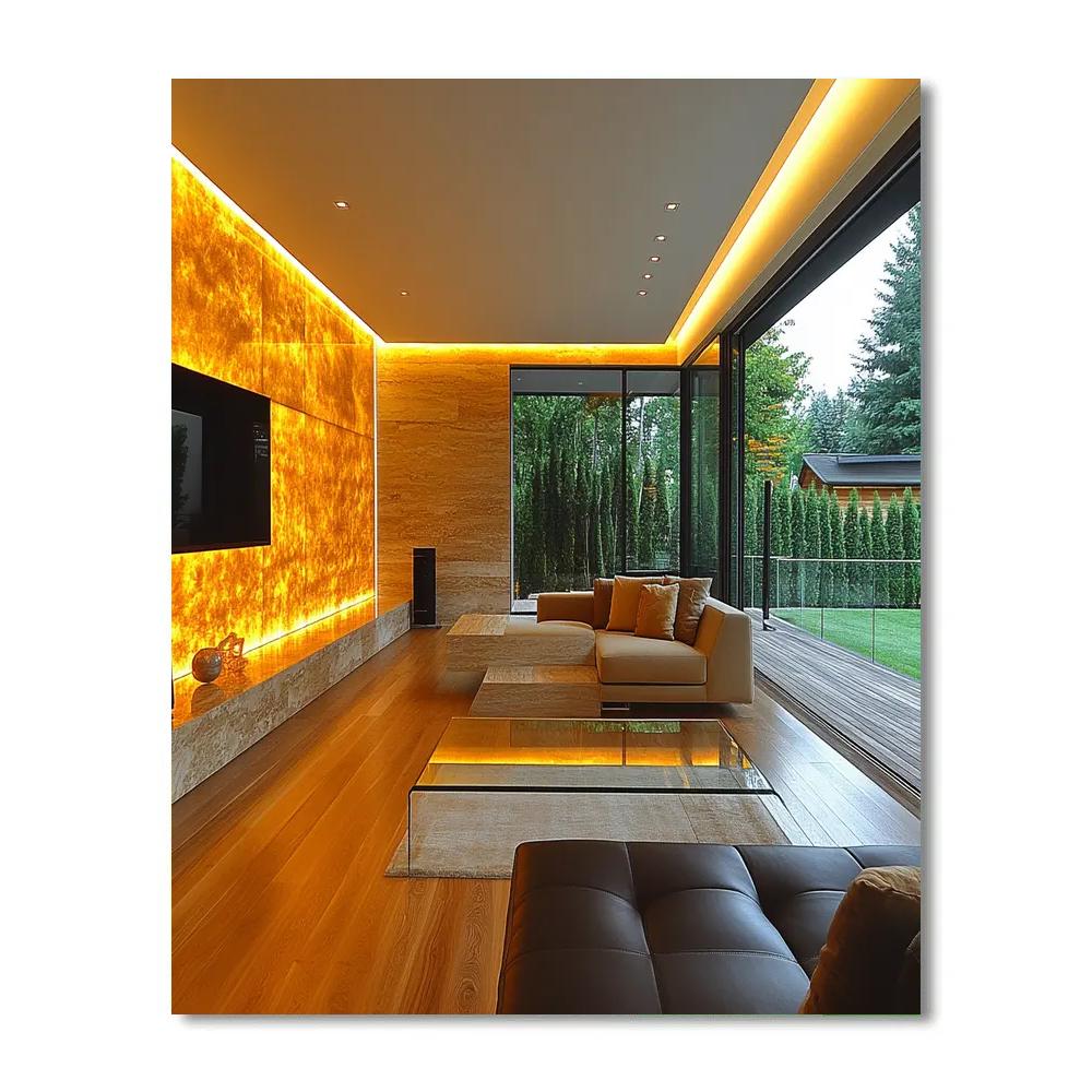 Frank Lloyd Wright Inspired Prairie House Interior DIY paint by numbers