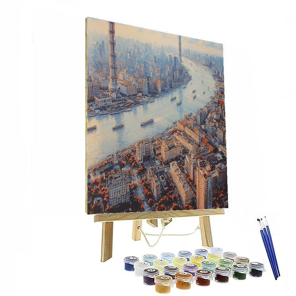 Skyline And Bund Riverside From Shanghai Tower Observation Deck Shanghai China Painting by numbers kit