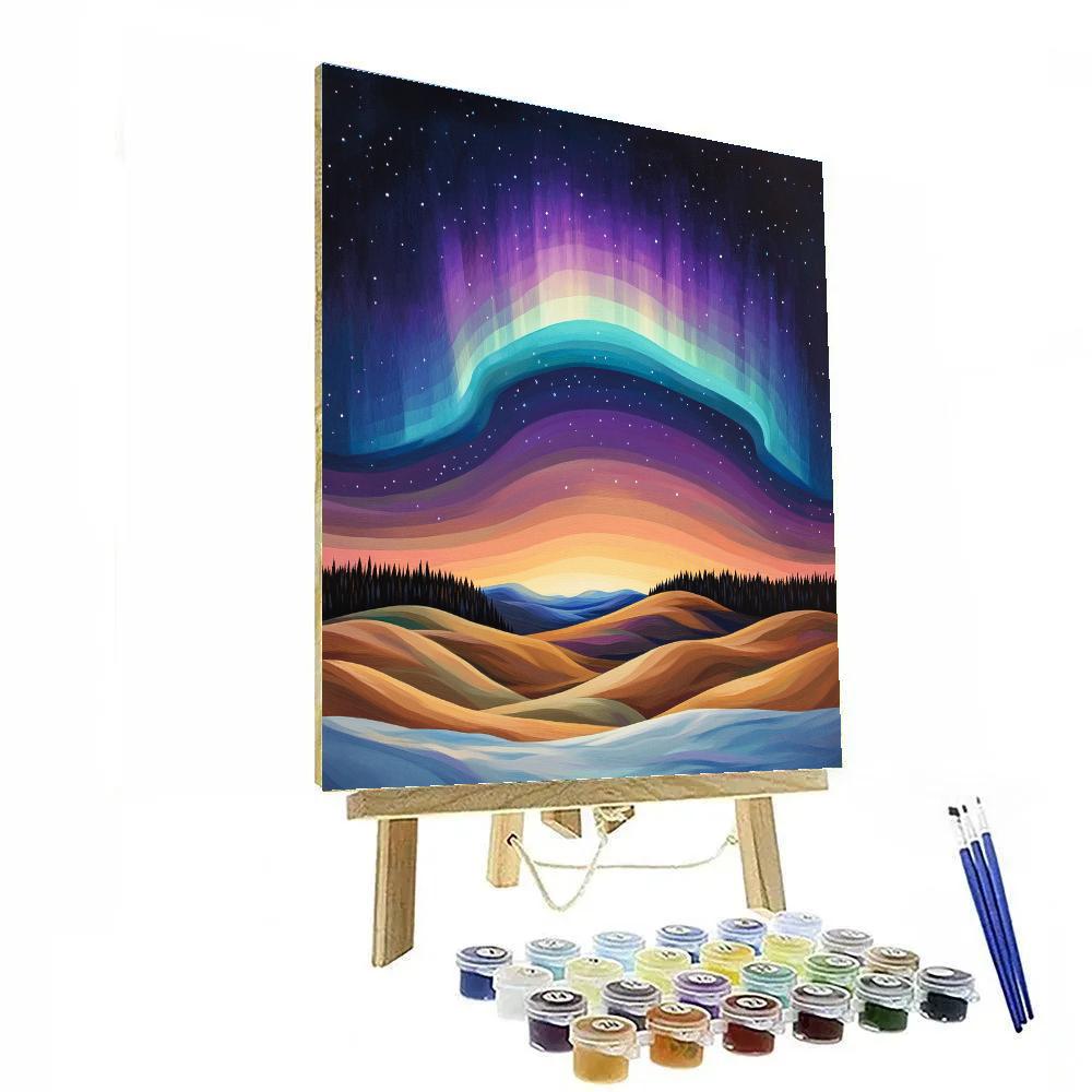 Lawren Harris Inspired Aurora Crown Over Ochre Tundra Hills painting number kit