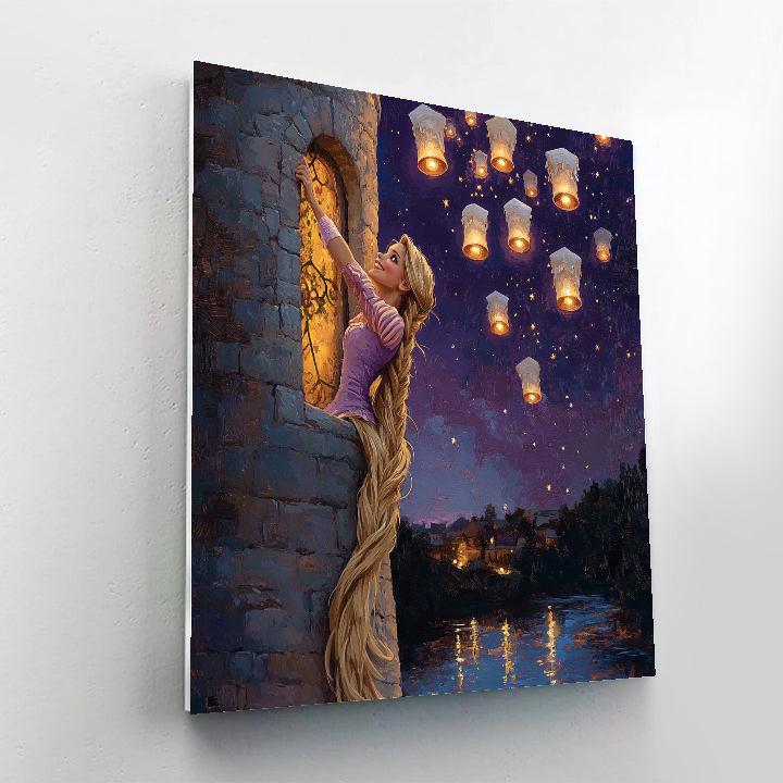 Rapunzel Tower Lantern Night Disney DIY paint by numbers