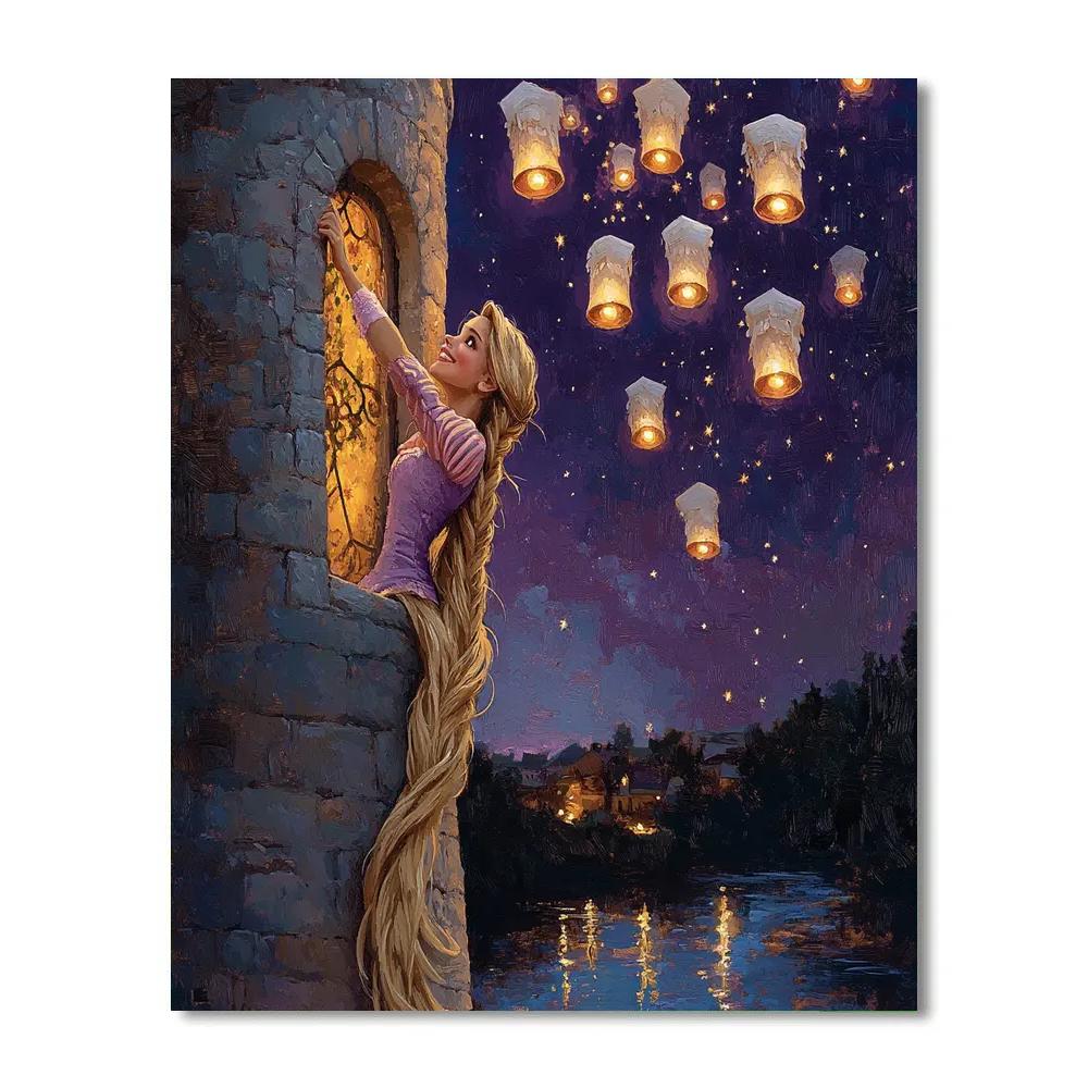 Rapunzel Tower Lantern Night Disney DIY paint by numbers