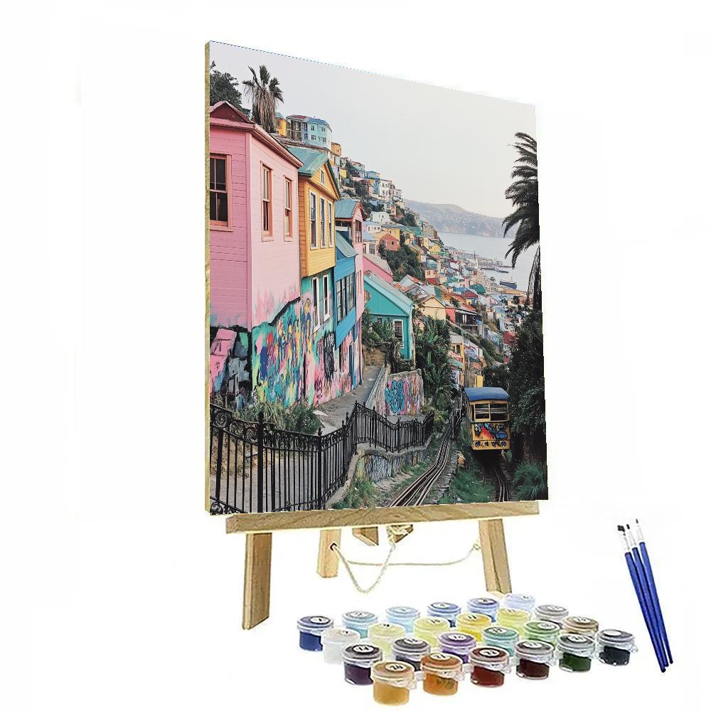 Colorful Hillside Houses Of Valparaiso View From Paseo Gervasoni Valparaiso Chile paint by number