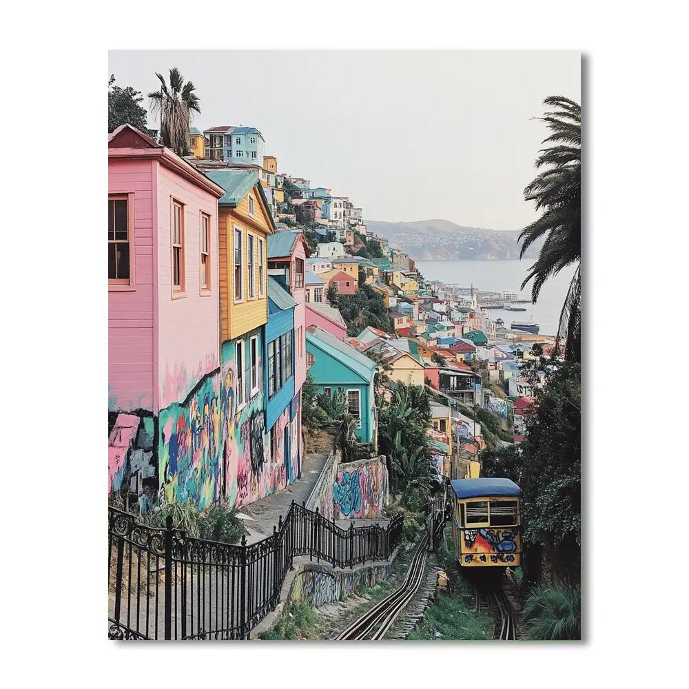 Colorful Hillside Houses Of Valparaiso View From Paseo Gervasoni Valparaiso Chile paint by number