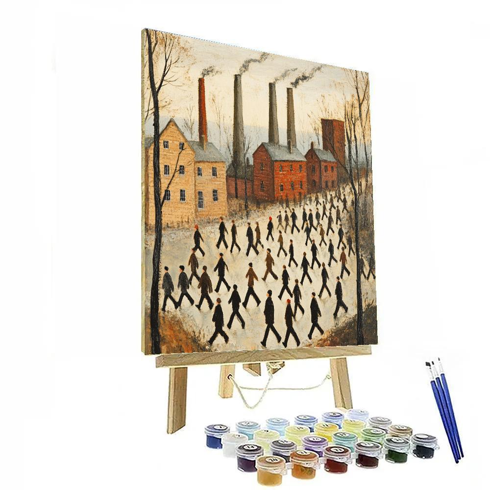 L S Lowry Inspired Factory Parade paint by number