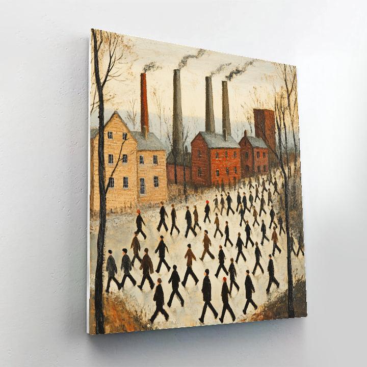 L S Lowry Inspired Factory Parade paint by number