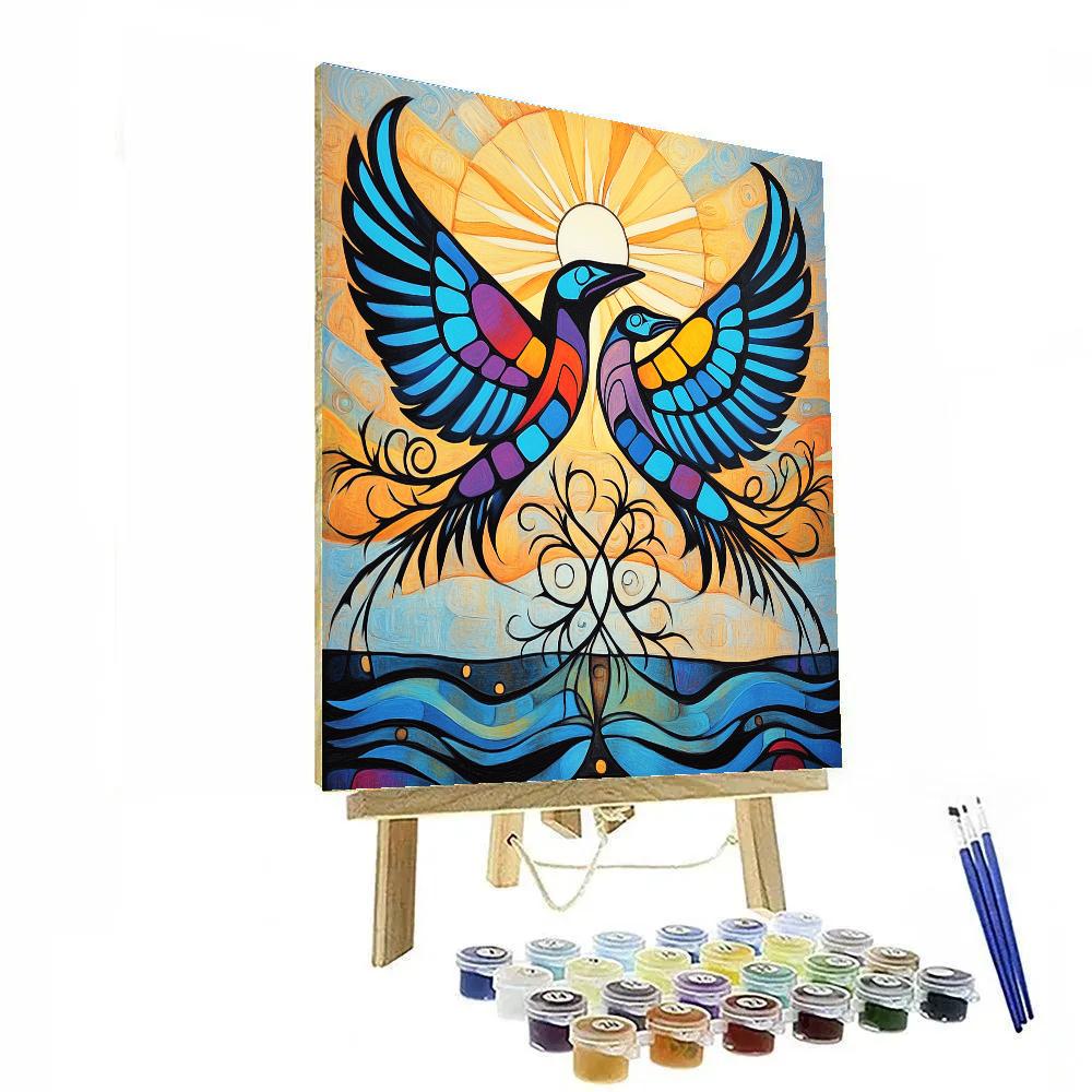 Norval Morrisseau Inspired Thunderbirds Over The Cedar Wind Numbered painting kits