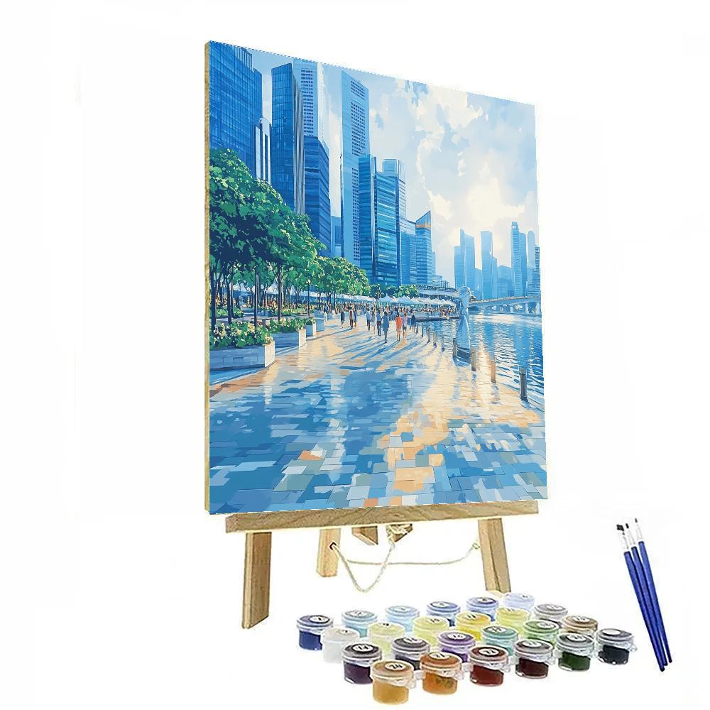 Singapore Skyline From Merlion Park Singapore painting number kit