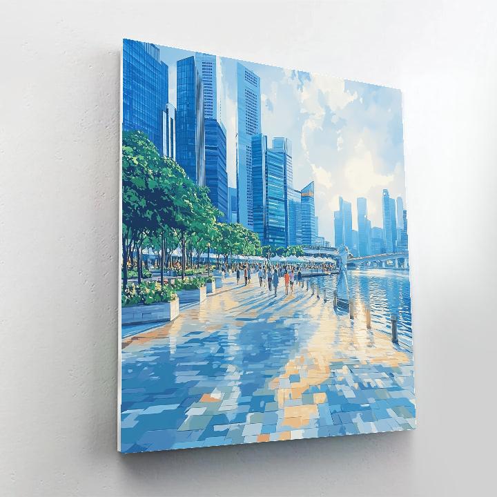 Singapore Skyline From Merlion Park Singapore painting number kit