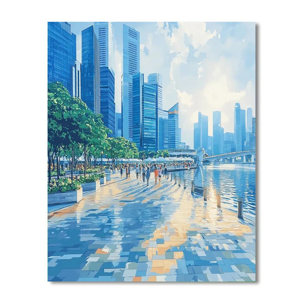 Singapore Skyline From Merlion Park Singapore painting number kit