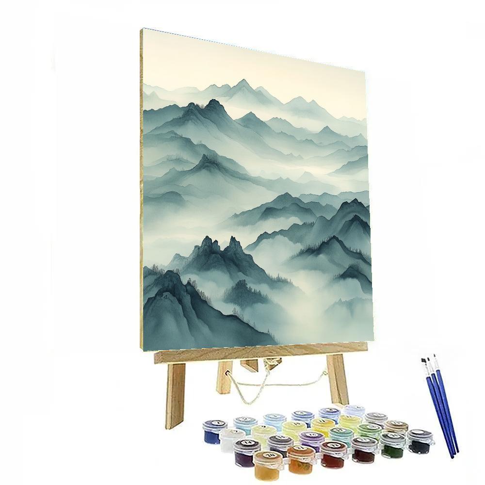 Zhao Mengfu Inspired Nebula Mist Mountain Silence paint by numbers